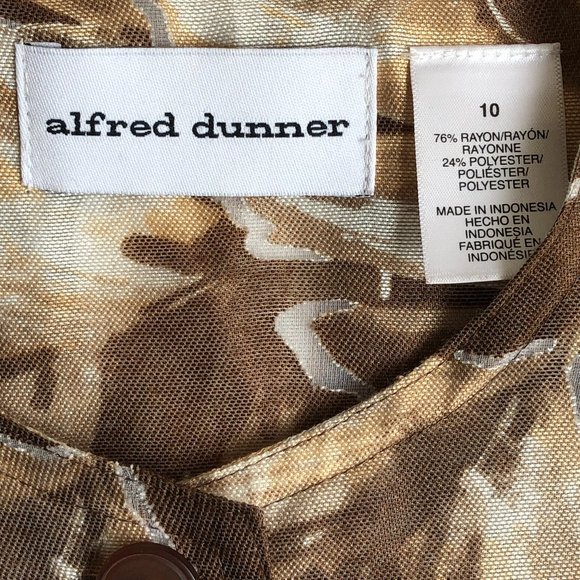 Alfred Dunner Beige Brown Leaf Print Lightweight Jacket Artsy Quiet Luxury - Picture 15 of 17